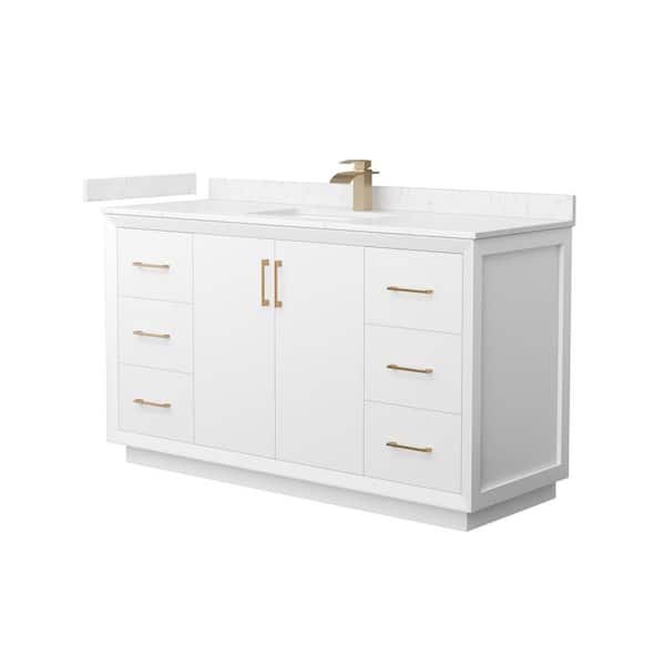 Wyndham Collection Strada 60 in. W x 22 in. D x 35 in. H Single Bath Vanity in White with Carrara Cultured Marble Top