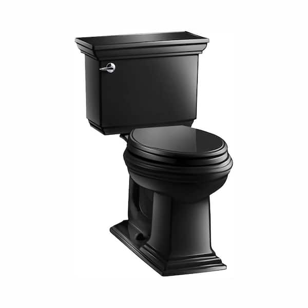 KOHLER Memoirs Stately 2-piece 1.28 GPF Single Flush Elongated Toilet with AquaPiston Flush Technology in Black