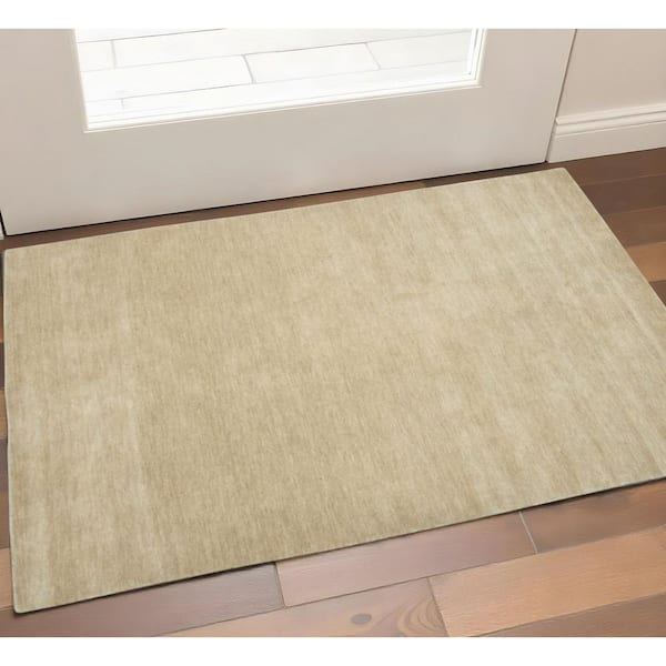 2 ft. x 3 ft. Beige Wool Hand Woven Area Rug