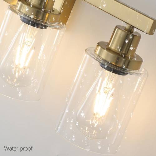 24.2 in. 4-Light Vanity Light with Clear Glass Shades, Gold (No Included Bulb) Vanity Lighting