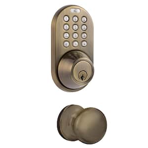 Antique Brass Keyless Entry Deadbolt and Door Knob Lock Combo Pack with Electronic Digital Keypad