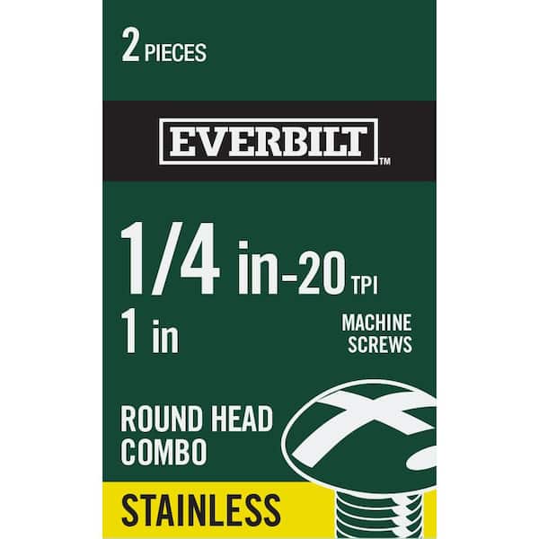Everbilt 1/4 in.-20 x 1 in. Combo Round Head Stainless Steel Machine Screw (2-Pack)