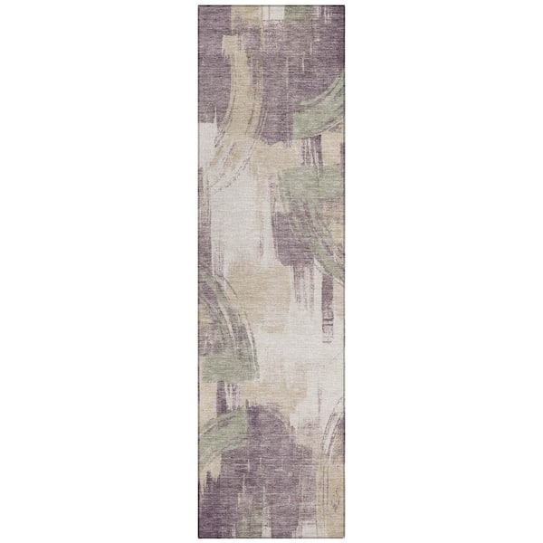 Chantille Machine Washable Indoor/Outdoor Abstract ACN2948 Plum 2 ft. x 7 ft. Runner Rug