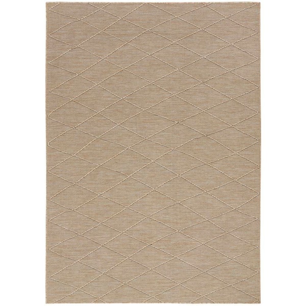 Nourison Washable Solutions Natural 7 ft. x 10 ft. Diamond Contemporary Area Rug