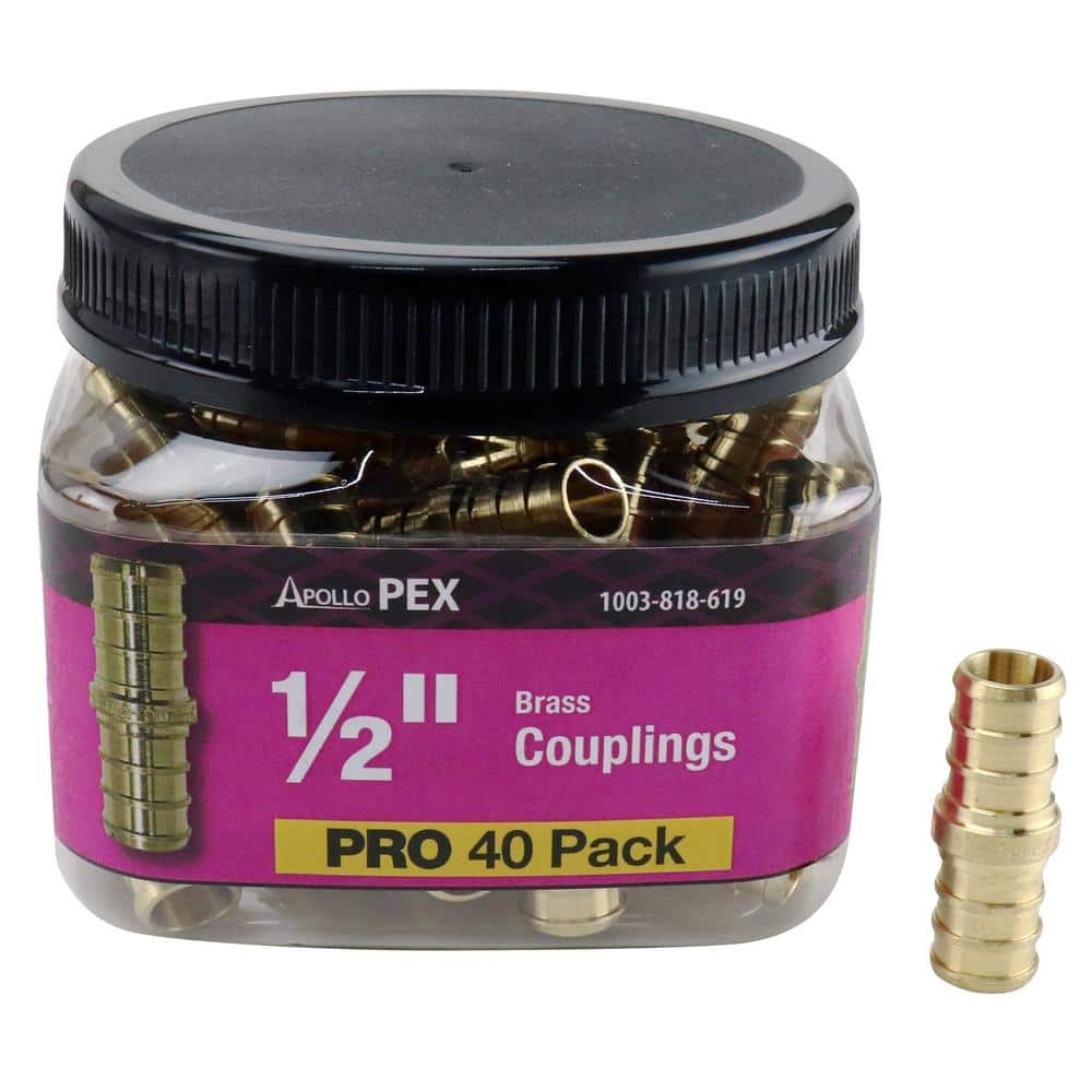 Apollo 1/2 in. Brass PEX-B Coupling Pro Pack (40-Pack) APXC1240JR