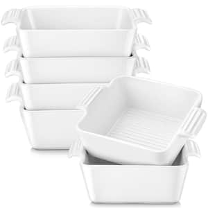 6-Piece Porcelain 7 fl.oz. Square Ramekin Dish Set with Double Handle