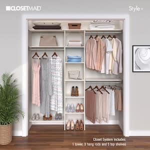Style+ 64.9 in W - 112.9 in W Bleached Walnut Basic Narrow Wood Closet System Kit