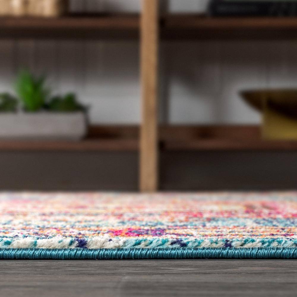 Bohemian Flair Blue and Red Medallion Synthetic 8' x 10' Area Rug