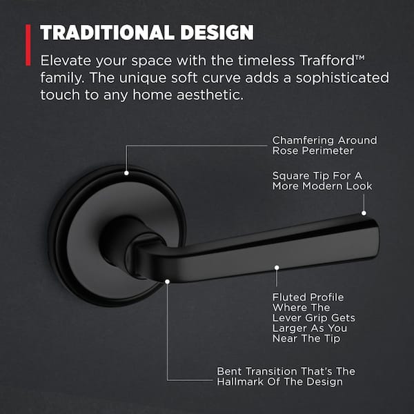 Kwikset Trafford Matte Black Reversible Round Straight Hall/Closet