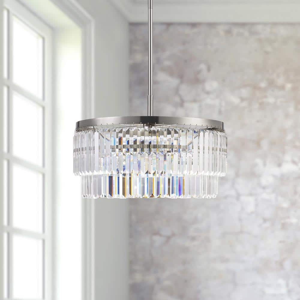 Monteaux Lighting 3-Light Brushed Nickel Crystal Chandelier for