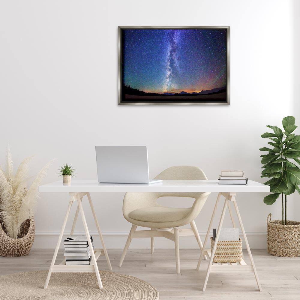 Milky Way Stars over Earth by Royce Bair Gray Floater Frame Nature Graphic Art Print 21 in. x 31 in. price history on PriceWatchPro