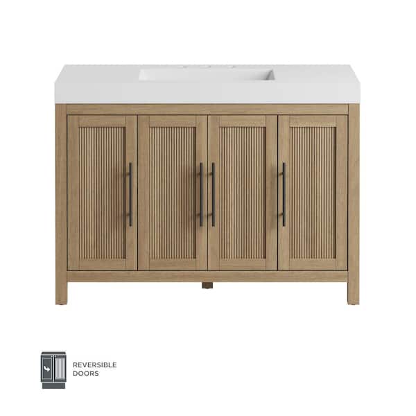 Cargrove 48 in. Single Sink Oak Bath Vanity with White Resin Composite Top (Assembled)