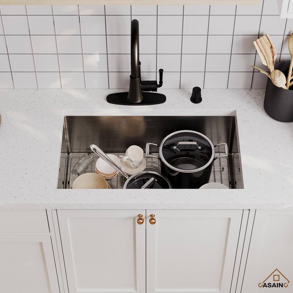 30" Stainless Steel Farmhouse Single Bowl Undermount Kitchen Sink