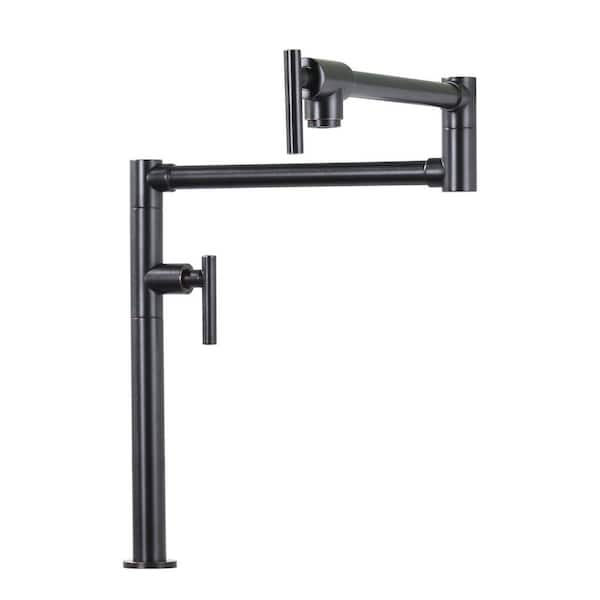 Deck Mounted Pot Filler with Double Handles in Oil Rubbed Bronze