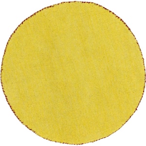 Solid Gava Yellow 2'4" x 2'4" Round Rug