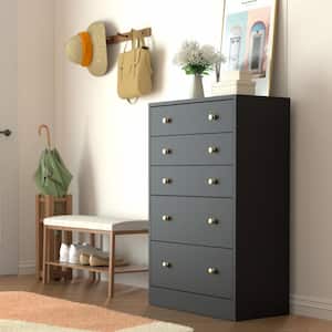 Oversized 5-Drawer Espresso Chest of Drawers Dressers with 2 Large Drawers 48.3 in. H x 31.5 in. W x 15.7 in. D