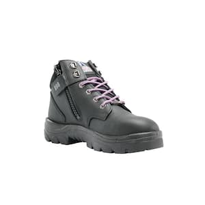 Women's Argyle 6 inch Lace Up Work Boots - Steel Toe - Black Size 8(W)