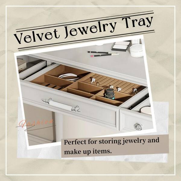 White 3 Drawer 39.4 in. Wide Dresser with Large Mirror XWJ2610 - The Home  Depot