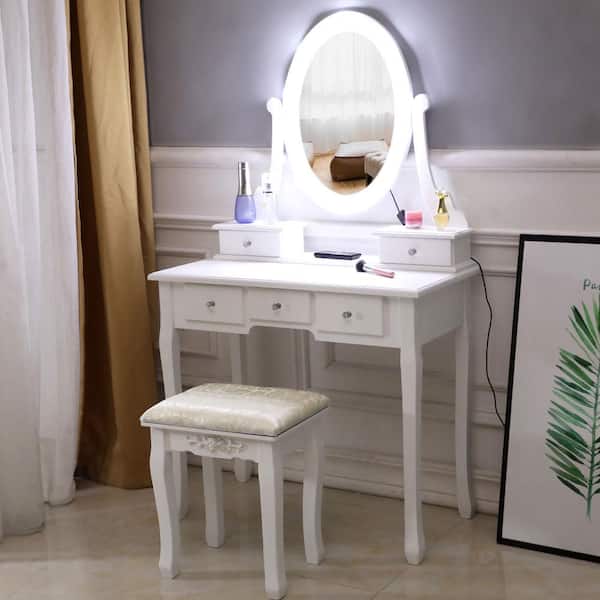 Winado 5 Drawer Dressing Vanity Table, Bedroom Vanity Desk With Drawers