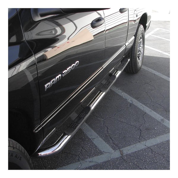 Aries 3-Inch Round Polished Stainless Steel Nerf Bars, No-Drill, Select Dodge Ram 1500, 2500, 3500