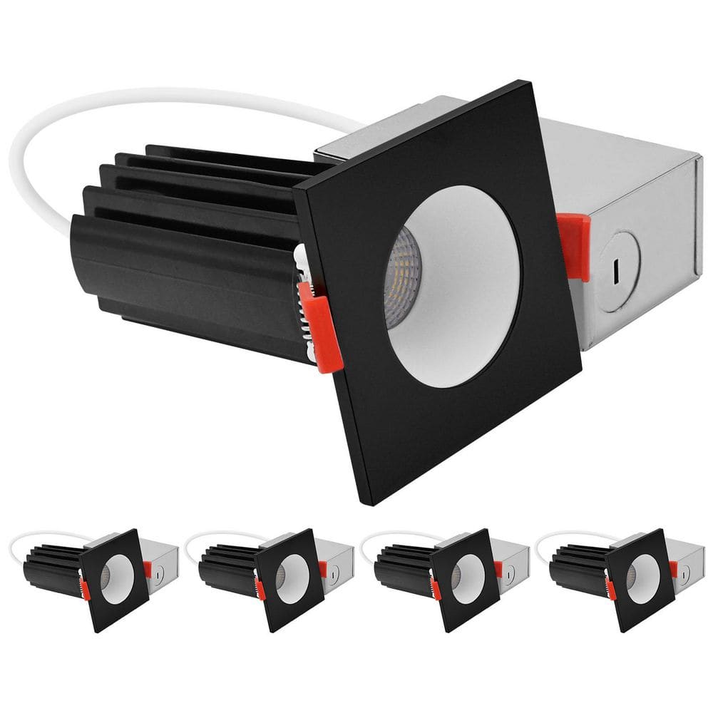 2 In. Integrated LED Recessed Canless Light with Square Black Interchangeable Trim, 5CCT, 1000LM, 15W, Dimmable, 4 Pack price history on PriceWatchPro