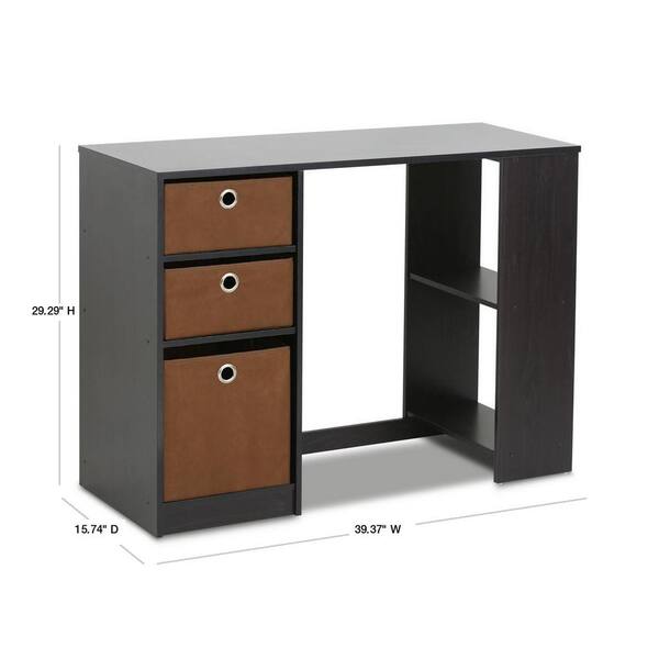 Furinno 40 in. Rectangular Espresso 3 Drawer Computer Desk with