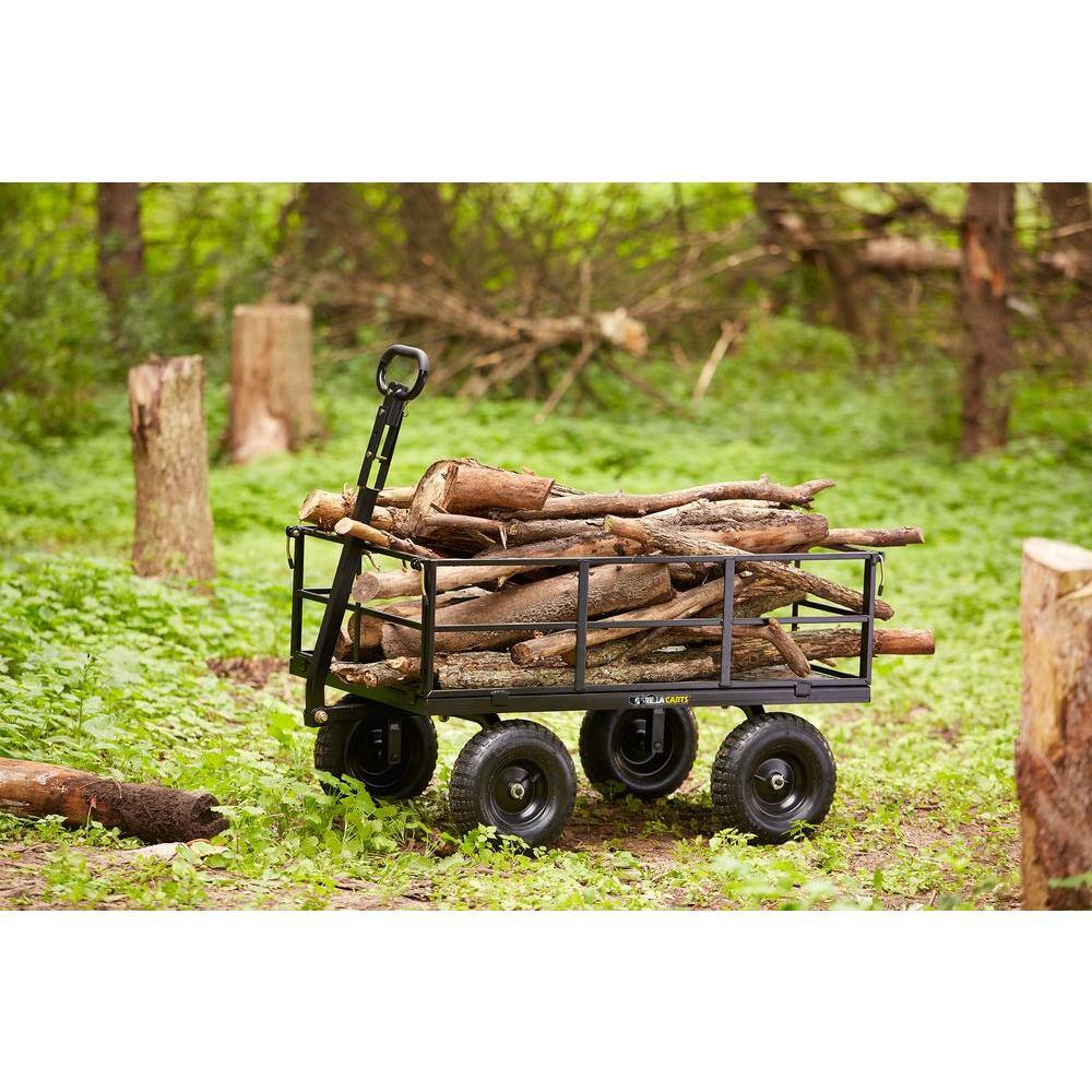Black Heavy-Duty Steel Utility Wagon with Removable Sides
