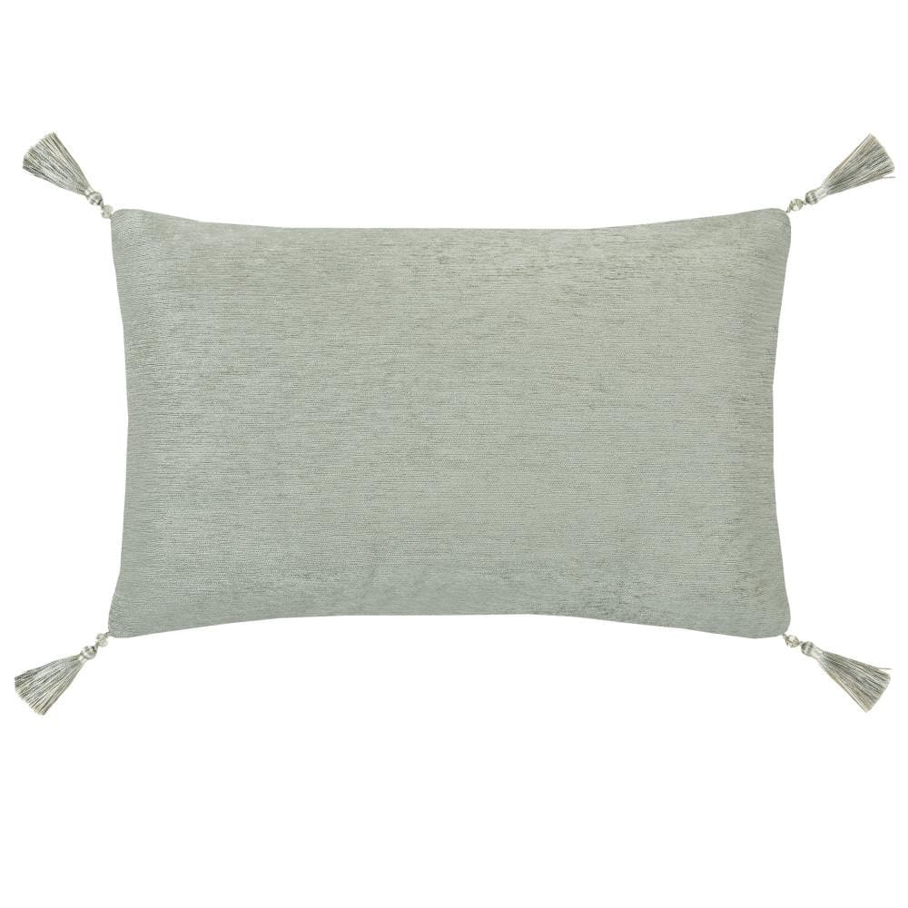 Petite Sage Chenille Rectangular Decorative Throw Pillow with Tassels