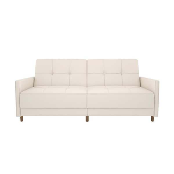 Dhp Andora Coil Twin Double Size White, Double Leather Sofa Bed