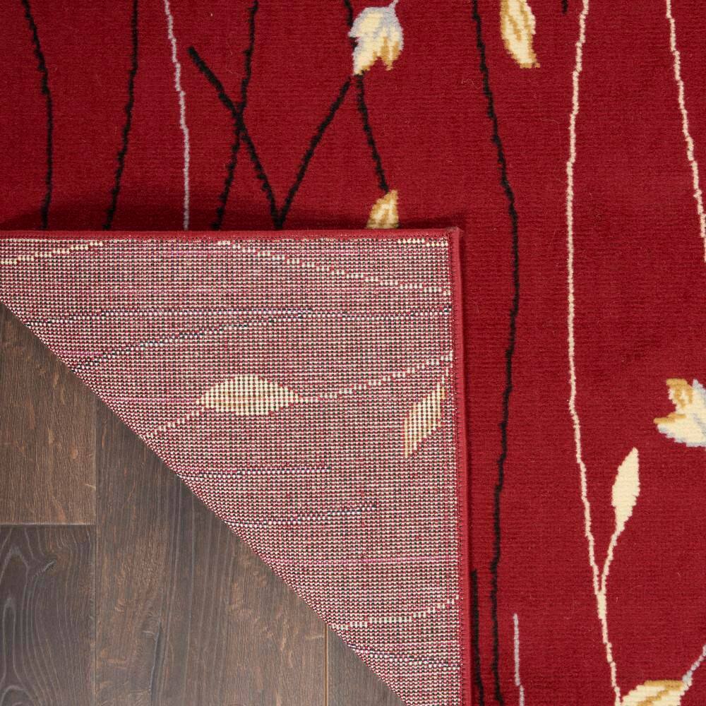 Handmade Red Floral Rectangular Synthetic 5' x 7' Area Rug