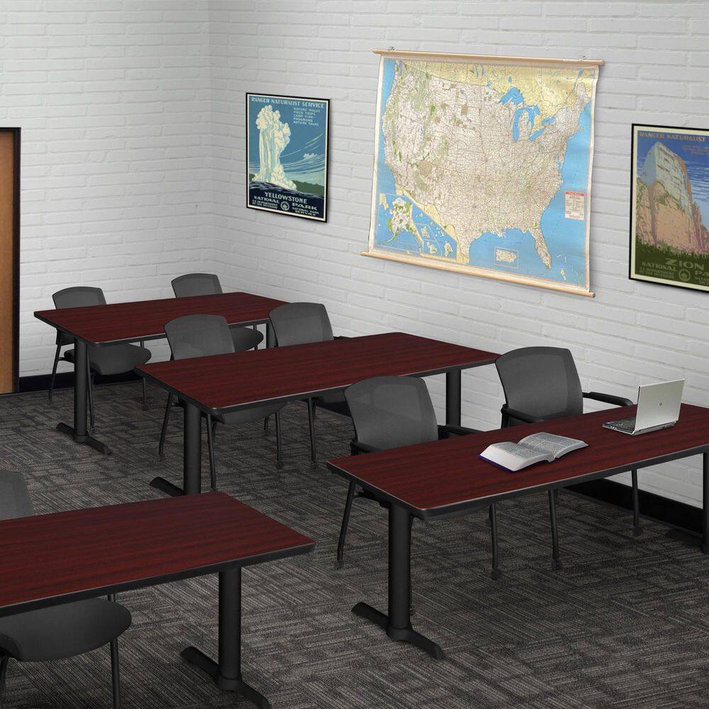 Cain 72 in x 24 in. Mahogany T-Base Training Seminar Table Desk and 2 Knight Mesh Chairs price history on PriceWatchPro