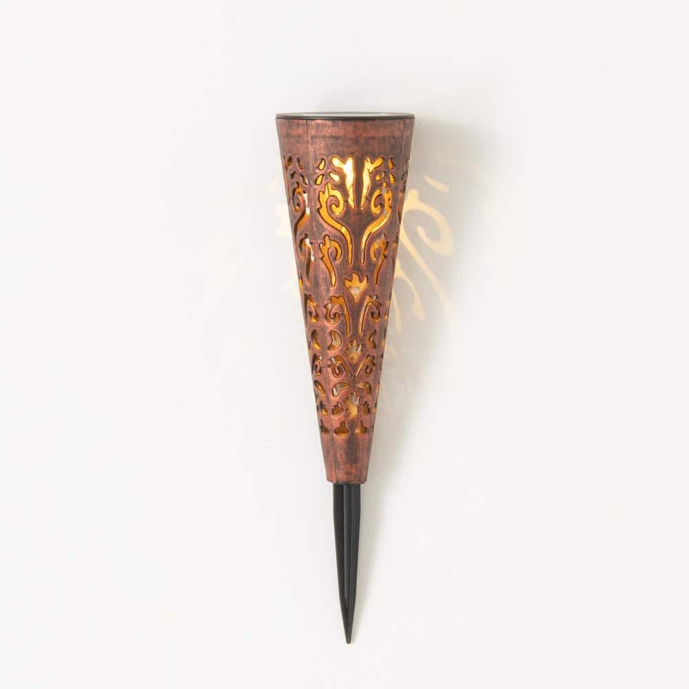 Copper and Black Patterned Solar LED Pathway Light