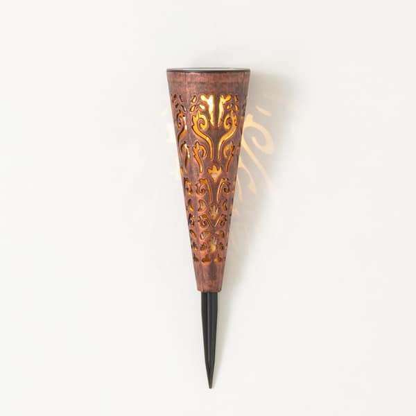 SULLIVANS 13 in. Patterned Stake Solar Light, Copper