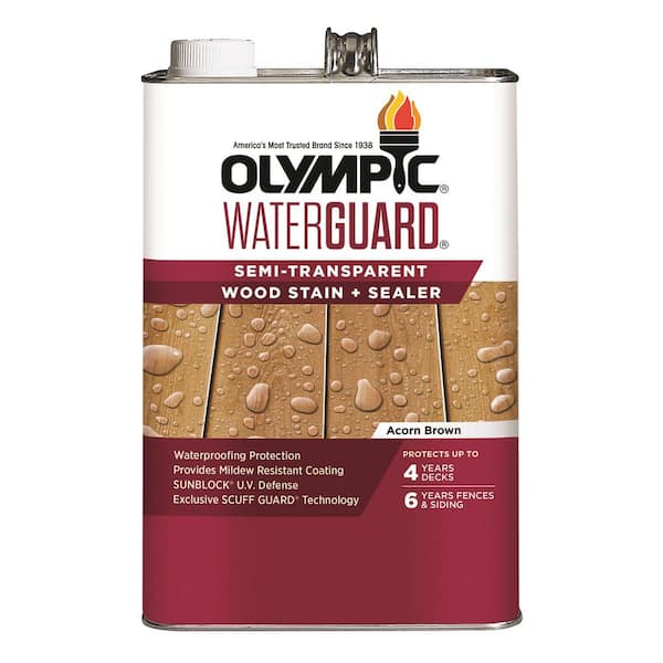Olympic WaterGuard 1 gal. Acorn Brown Semi-Transparent Wood Stain and Sealer