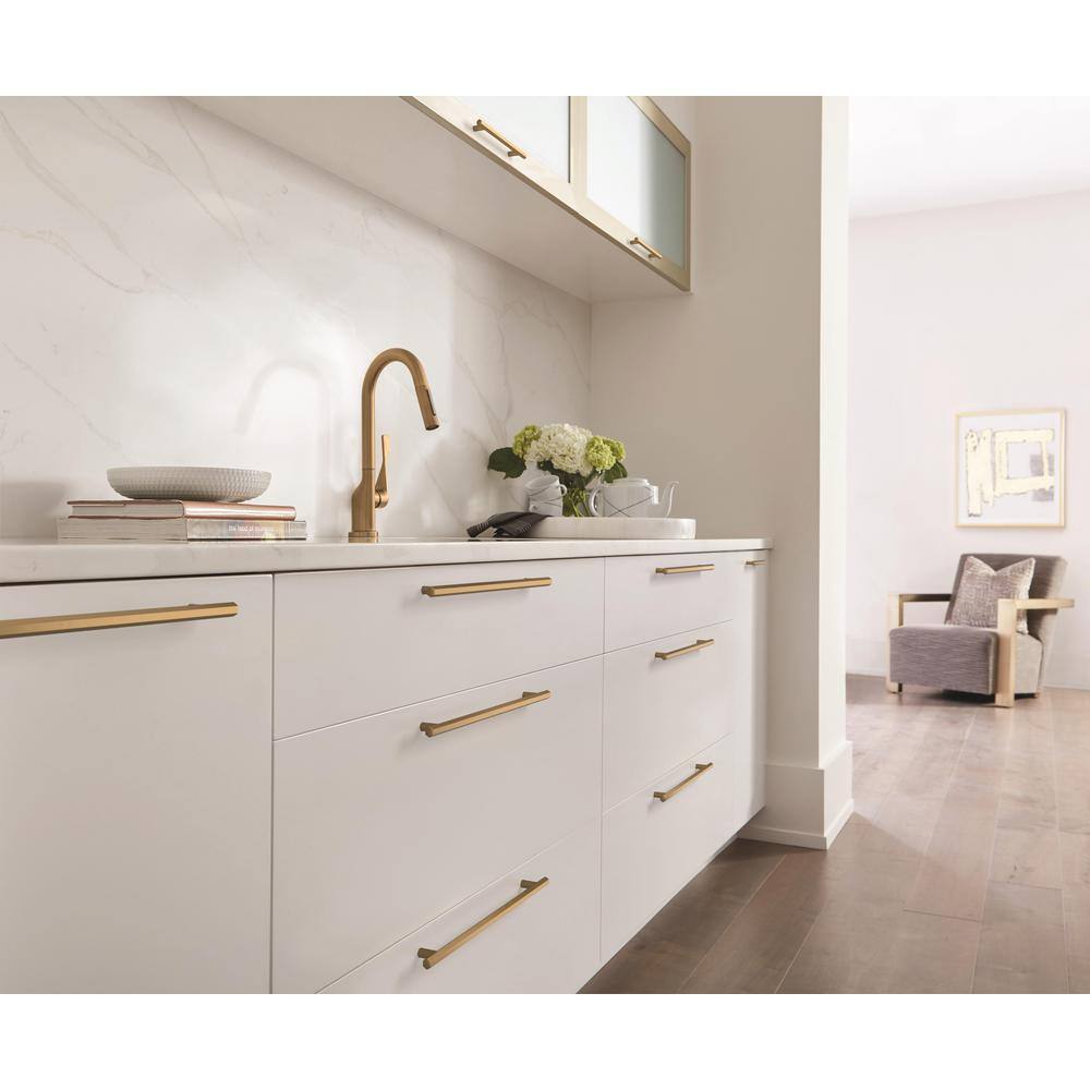 Champagne Bronze Modern Polished Bar Cabinet Pull with Mounting Hardware