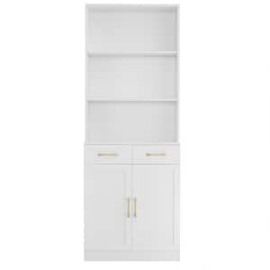 25.9 in. W x 11 in. D x 70 in. H White Bathroom Storage Cabinet with 2-Doors and Drawers, Adjustable Shelf