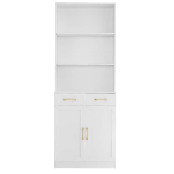 25.9 in. W x 11 in. D x 70 in. H White Bathroom Storage Cabinet with 2-Doors and Drawers, Adjustable Shelf