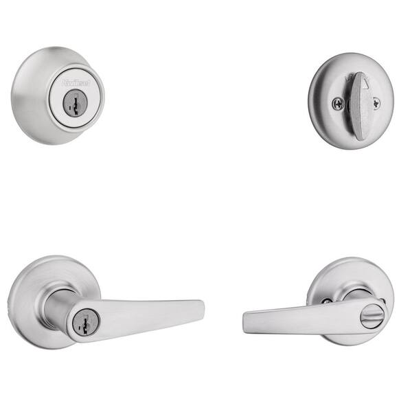 Kwikset Delta Satin Chrome Single-Cylinder Deadbolt Universal Keyed Entry Door Handle Combo Pack (1 Handle and 1 Deadbolt) Kwikset Delta Satin Chrome Single-Cylinder Deadbolt Universal Keyed Entry Door Handle Combo Pack (1 Handle and 1 Deadbolt)