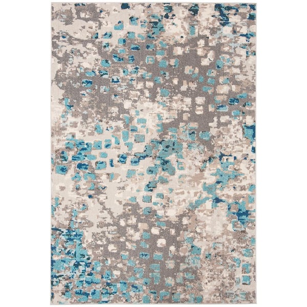 SAFAVIEH Madison Gray/Blue 5 ft. x 8 ft. Abstract Distressed Area Rug