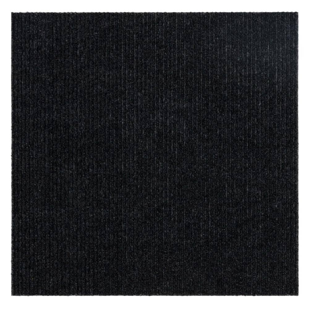 Canyon - Coal - Black Commercial/Residential 18 x 18 in. Peel and Stick Carpet Tile Square (22.5 sq. ft.)