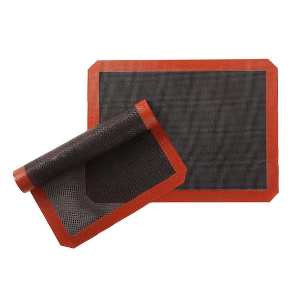 Perforated Silicone Baking Mat Red Non Slip Reusable Oven Liner Heat Resistant for Cookie Tray Pizza 2-Pack