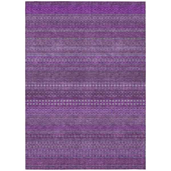 Chantille ACN527 Eggplant 8 ft. x 10 ft. Machine Washable Indoor/Outdoor Geometric Area Rug
