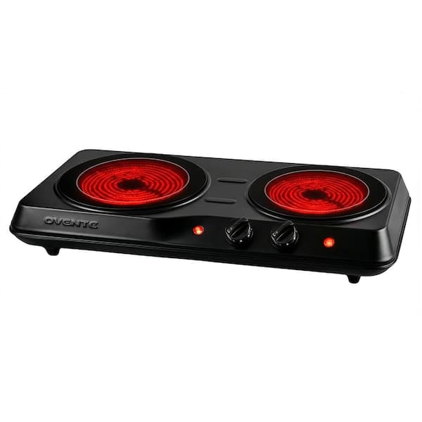 Double Infrared Burner 7.75 in. and 6.75 in. Black Hot Plate