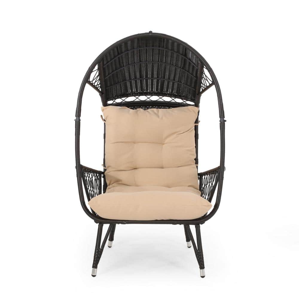Outdoor Basket Chair With Soft Cushion for Your Backyard, Black price history on PriceWatchPro