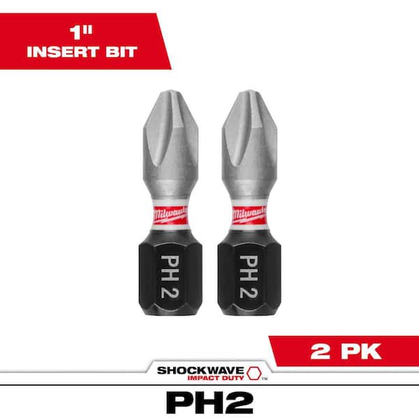 SHOCKWAVE Impact Duty 1 in. Phillips #2 Alloy Steel Insert Bit (2-Pack)