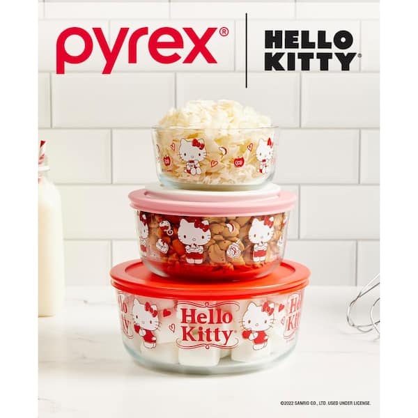 Pyrex Simply Store 6-Piece Round Set, Clear/Red