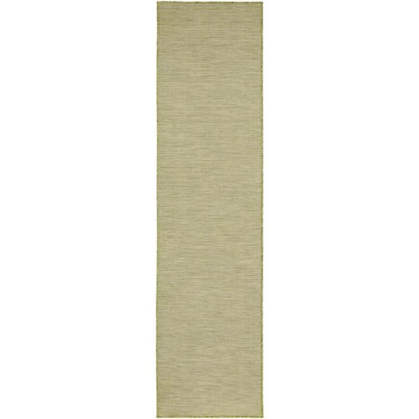 Positano Green 2 ft. x 6 ft. Indoor/Outdoor Solid Contemporary Runner Area Rug
