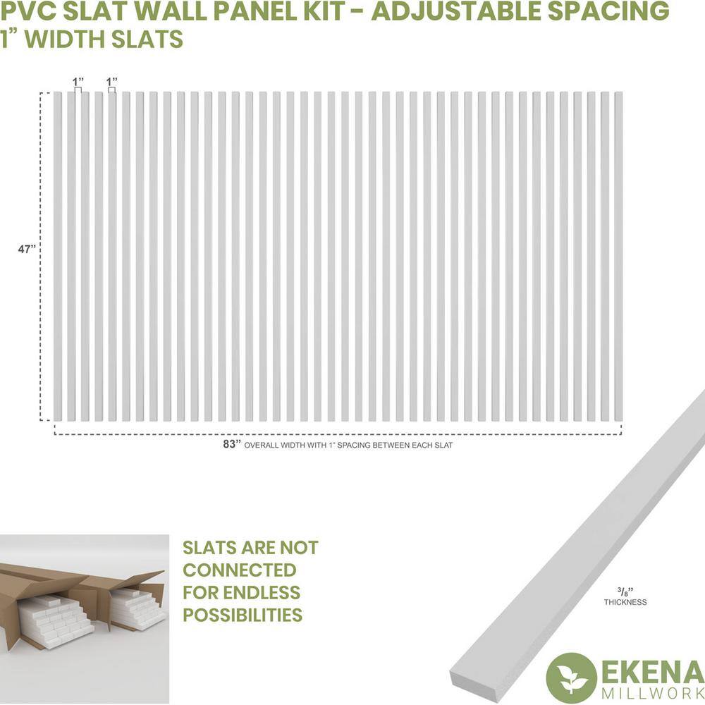 47"H Black and White PVC Slat Wall Panel Kit