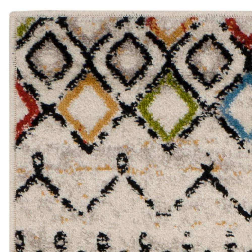 Ivory and Multi Geometric Synthetic Area Rug, 2'3" x 6'0"