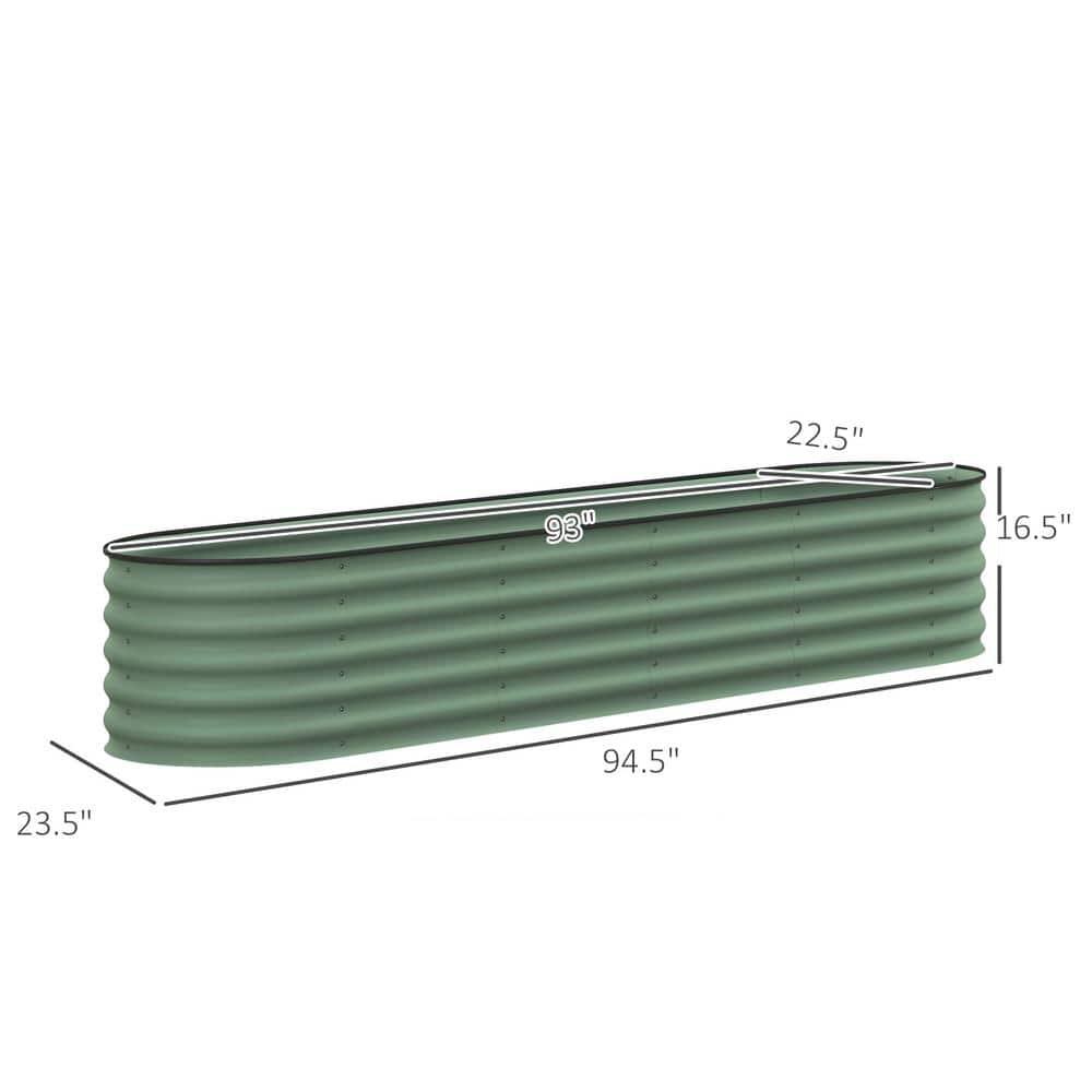 Green Galvanized Steel Oval Raised Garden Bed Kit